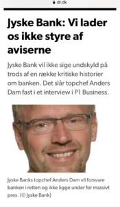 Jyske bank ønsker ikke at svare på kritik, når det handler om jyskebanks troværdighed og sande værdier som uærlig og løgnagtig Andes Dam er tilbudt duel på jyskebank tv Om sandt eller falsk Jyske Banks fundament mod Carsten's Dagbog Jyske bank er vist en kryster som ikke tør tage en duel på tv